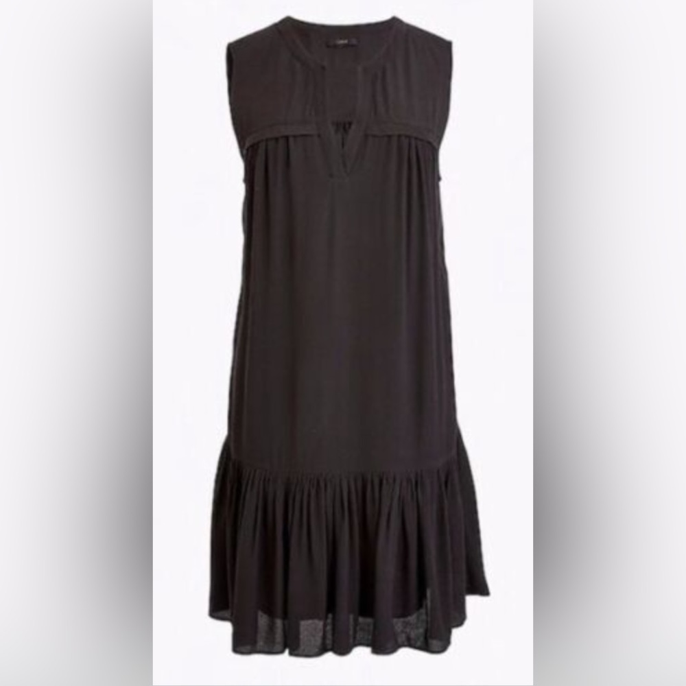 J. Crew Ruffle-Hem Shift Dress Black J1603 Medium - NEW - Picture 1 of 4